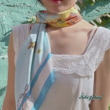 Load and play video in Gallery viewer, StephyDesignHK  [Hong Kong Gift ] Customized gift Hong Kong Mountain &amp; Sea hand-painted scarf with scarf ring gift set
