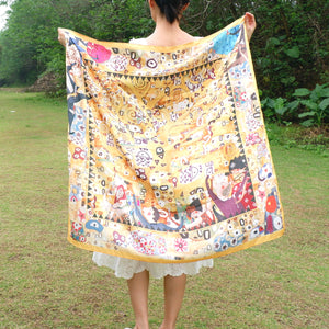 StephyDesignHK Happy Dance square Large Scarf with scarf ring gift box/ Shawl/ Best birthday gift