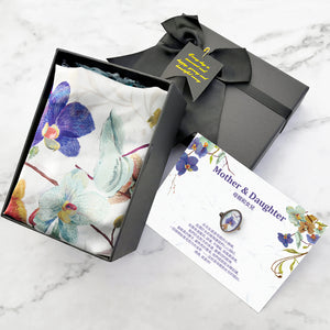 StephyDesignHK 【Orchid】♥Mother and Daughter♥Mother's Day Gift Silk Scarf Gift Box