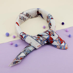 StephyDesignHK Vintage Chic Smart Hand-painted Scarf with Scarf Ring Gift Box