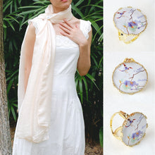 Load image into Gallery viewer, Handmade triangle scarf ring gift box with crystal surface / customized silk scarf buckle
