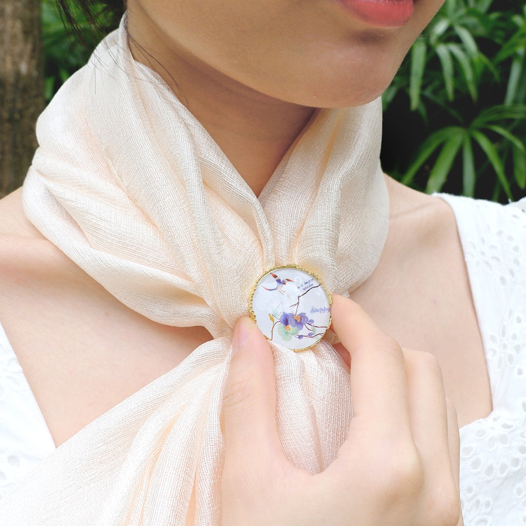 Handmade triangle scarf ring gift box with crystal surface / customized silk scarf buckle