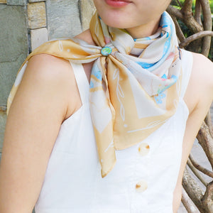 StephyDesignHK August birthday stone silk scarf and silk scarf ring gift set