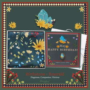 StephyDesignHK May birthday stone silk scarf and silk scarf ring gift set