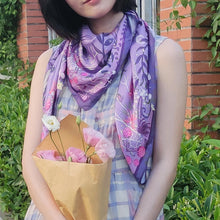 Load image into Gallery viewer, StephyDesignHK Purple Ocean Elf Jellyfish Large Scarf with Scarf Button Elegant Gift Box
