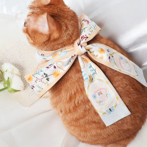 貓咪午休時光長絲巾飄帶禮盒配絲巾扣禮盒套裝