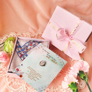 To mother-in-law- Scarf and scarf Ring Gift Set in pink ribbon gift box set【Mother's Day gift box】