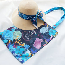 Load image into Gallery viewer, StephyDesignHK Dark Blue Series ~ Canvas Zipper Tote Bag + Ribbon Twilly Scarf / Canvas Tote bag
