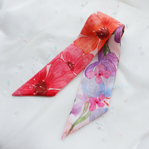 StephyDesignHK 優雅系列 ~ 帆布拉鍊托特包 + 水彩畫絲巾/ 領巾帆布提袋