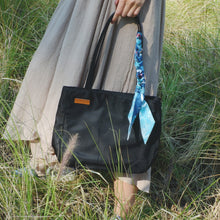 Load image into Gallery viewer, StephyDesignHK Multi-pocket Black Nylon shoulder tote bag with Twilly scarf
