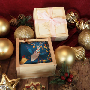  Happy fish scarf with Christmas Snow Deer scarf ring and Christmas wooden box packaging gift