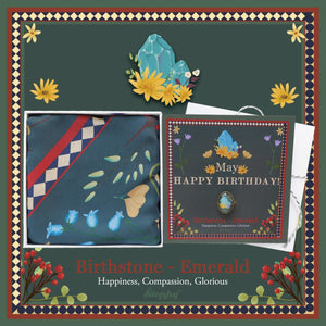 StephyDesignHK May birthday stone silk scarf and silk scarf ring gift set