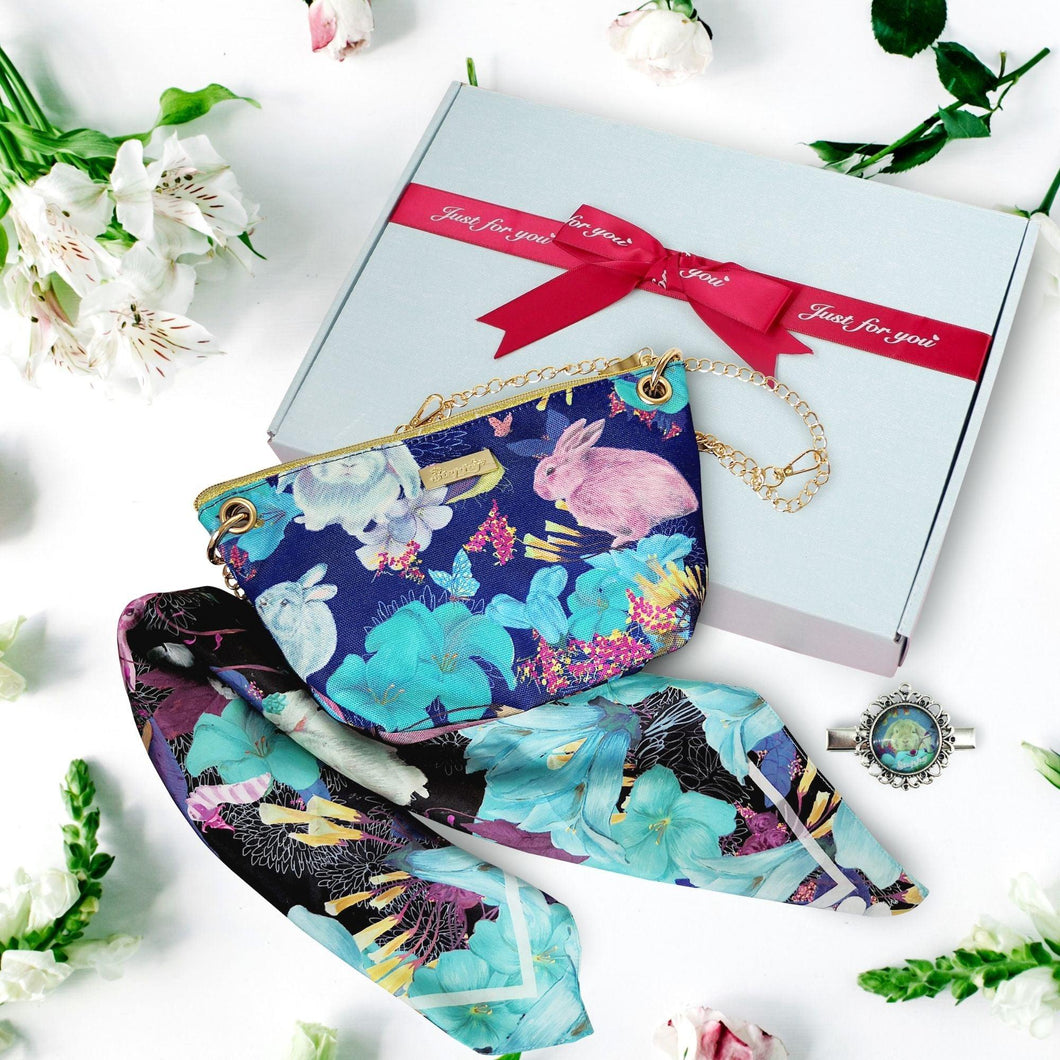 StephyDesignHK [Mother's Day Gift Box] ~ 6-piece gift box scarf + scarf Ring + handbag + 3 heartfelt cards