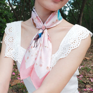 StephyDesignHK <祝福系列> 美麗動人粉紅絲巾配 B字母絲巾扣禮盒【祝福絲巾禮物】