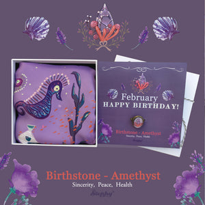 StephyDesignHK 2月紫水晶生日石絲巾及絲巾扣禮盒套裝