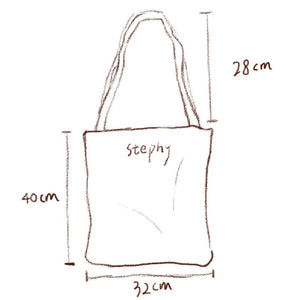 StephyDesignHK Secret Garden Handprint Canvas tote Bag with zipper/Shopping Tote/ Weekend Bag