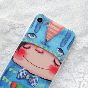 StephyDesignHK- iPhone 7/8藍色可愛小貓四角氣囊防撞手機殼