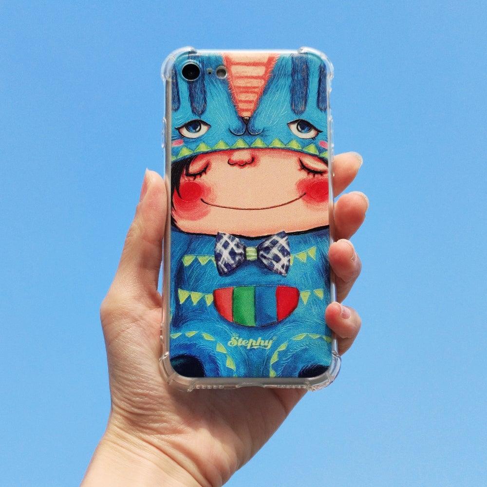 StephyDesignHK- iPhone 7/8藍色可愛小貓四角氣囊防撞手機殼