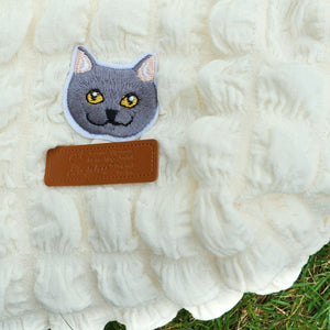 StephyDesignHK 白色貓咪棉花糖布包贈送貓絲巾 / 自選自家貓刺繡片