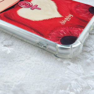 StephyDesignHK- Red raccoon Back Strap / Crossbody Lanyard Anti-collision Airbag Phone Case for iPhone 14/13/12