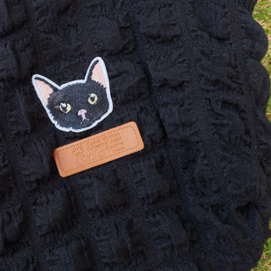 StephyDesignHK 黑色雲朵棉花糖斜背貓布包送絲巾綁包 / 自選自家貓刺繡片/客製貓咪包