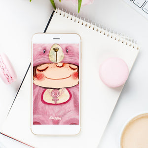 "Cute STEPHY - Pink bunny " Free iPhone wallpaper download