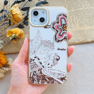 StephyDesignHK 綻放夢境 奶茶色雙層雙色透明手機殼 iPhone 全系列 【客製化】