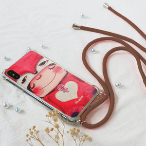 StephyDesignHK-紅狸帶掛繩斜背四角氣囊防撞手機殼 iPhone 全系列【客製化】