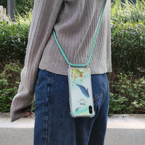 StephyDesignHK Dolphin Lanyard Strap Anti-collision Airbag Phone Case iPhone 15/14/13/12【Customized】