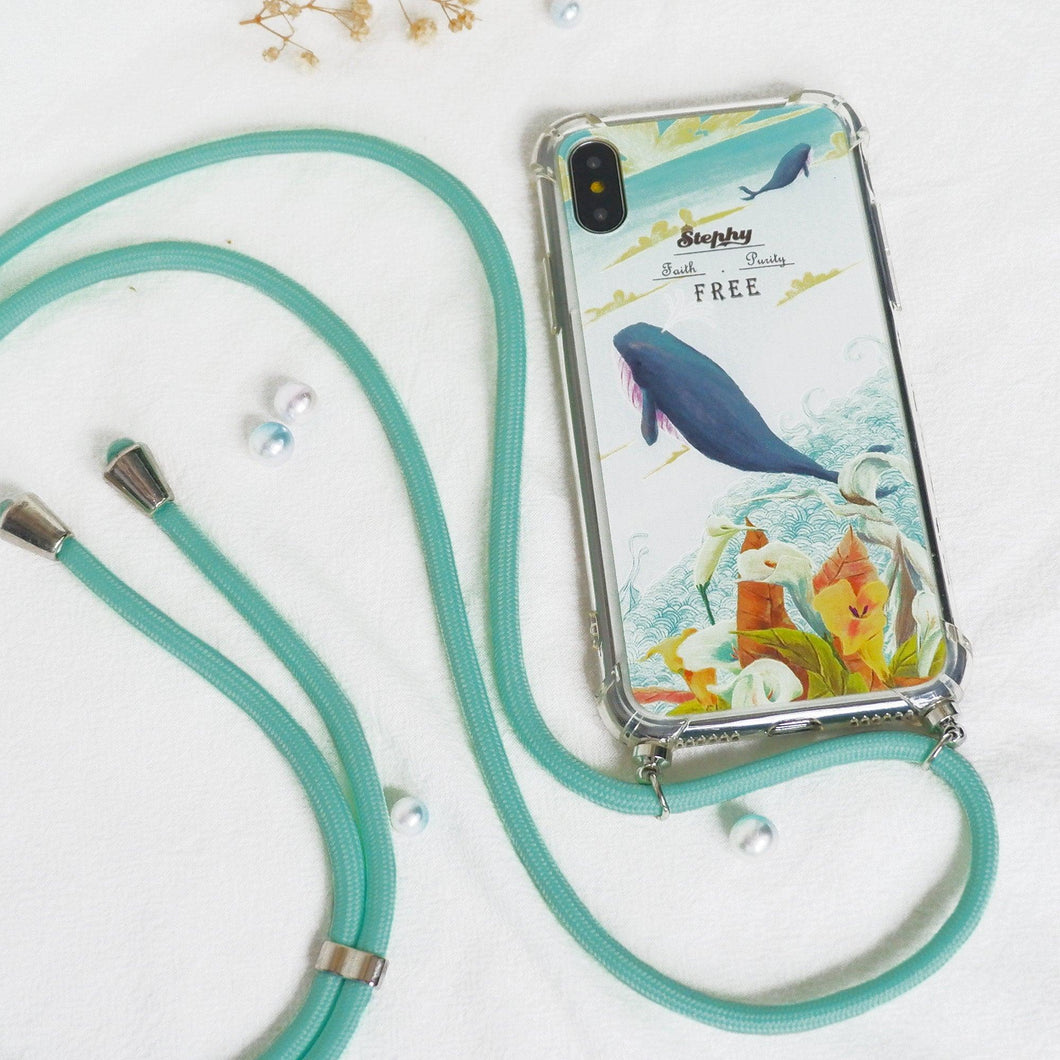 StephyDesignHK Dolphin Lanyard Strap Anti-collision Airbag Phone Case iPhone 15/14/13/12【Customized】