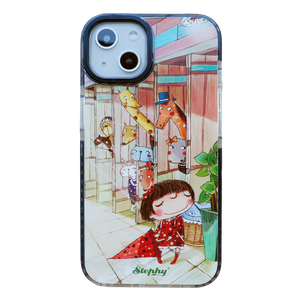 StephyDesignHK Lanyard Strap Double-layer Rubberized Transparent Phone Case for iPhone 14/13/12 [Customized ]