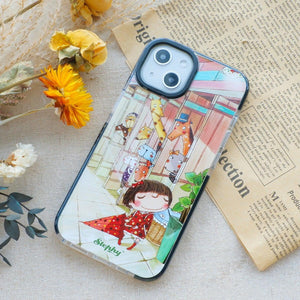 StephyDesignHK Lanyard Strap Double-layer Rubberized Transparent Phone Case for iPhone 14/13/12 [Customized ]