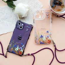 Load image into Gallery viewer, StephyDesignHK 4 side anti-collision vertical and horizontal Strap iPhone case | iPhone 14 new purple phone case
