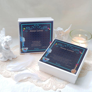 StephyDesignHK [Customized Gift]~Jesus Loves ~ Baptism Congratulatory Gift~Silk Scarf and Silk Scarf Buckle Gift Box Set