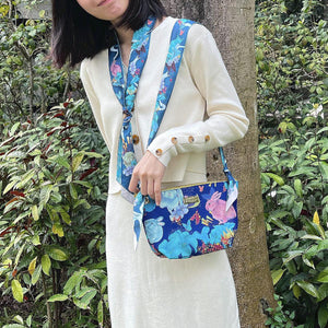 StephyDesignHK 藍色森林萌兔 絲巾+兩用斜背包 / 手抓包 2件套