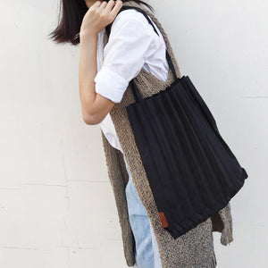 StephyDesignHK Black Solid Color Folding Bag/Folding Bag/Handbag/Shopping Lightweight Shoulder Bag