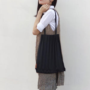 StephyDesignHK Black Solid Color Folding Bag/Folding Bag/Handbag/Shopping Lightweight Shoulder Bag