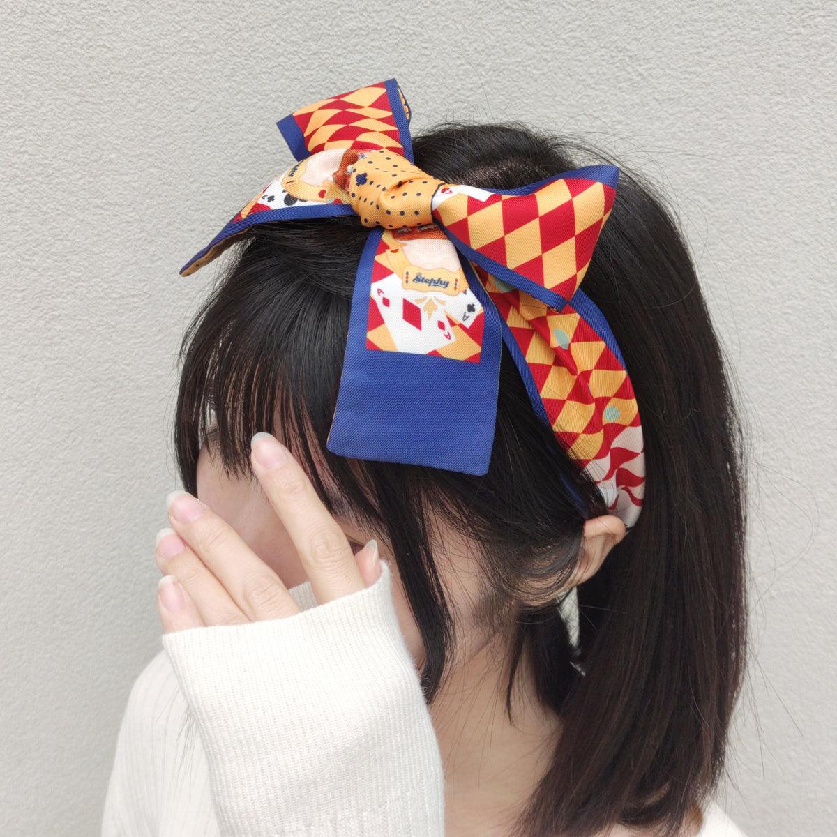 StephyDesignHK Fairy Tale Silk Twilly Scarf with Scarf Ring Gift Box Neck Tie Scarf Hairband