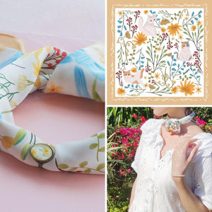 StephyDesignHK Group purchase/ Hand-painted original design scarf with scarf ring noble gift set