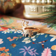 Load image into Gallery viewer, Twilly with Christmas Deer scarf ring in wooden box
