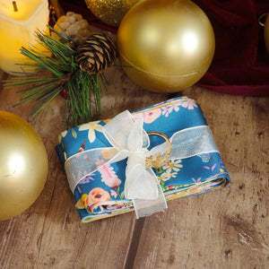 Twilly with Christmas Deer scarf ring in wooden box