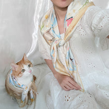 Load image into Gallery viewer, StephyDesignHK Cute Meow large scarf with scarf ring in gift box/ Shawl/ Best scarf gift

