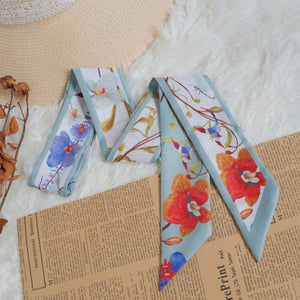StephyDesignHK Orchid Long Silk Scarf Christmas Wooden Box Gift / Hairband