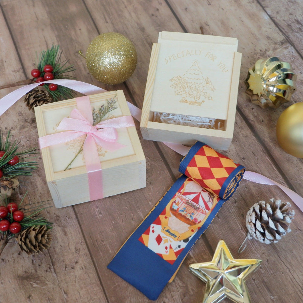 StephyDesignHK Amusement Fairy Tale National Silk Scarf Christmas Wooden Box Gift / Scarf