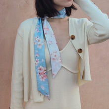 Load image into Gallery viewer, StephyDesignHK Sakura Long Silk Scarf Christmas Wooden Box Gift / Hair Band / Handle Band
