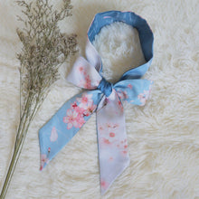 Load image into Gallery viewer, StephyDesignHK Sakura Long Silk Scarf Christmas Wooden Box Gift / Hair Band / Handle Band
