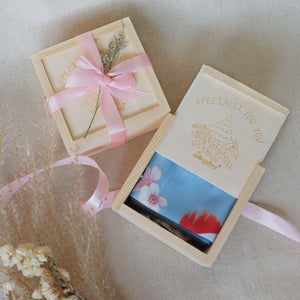 StephyDesignHK Sakura Long Silk Scarf Christmas Wooden Box Gift / Hair Band / Handle Band