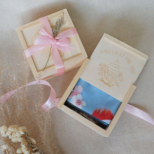 StephyDesignHK 櫻花長絲巾聖誕木盒包裝禮物 / 髮帶/包柄帶