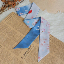 Load image into Gallery viewer, StephyDesignHK Sakura Long Silk Scarf Christmas Wooden Box Gift / Hair Band / Handle Band
